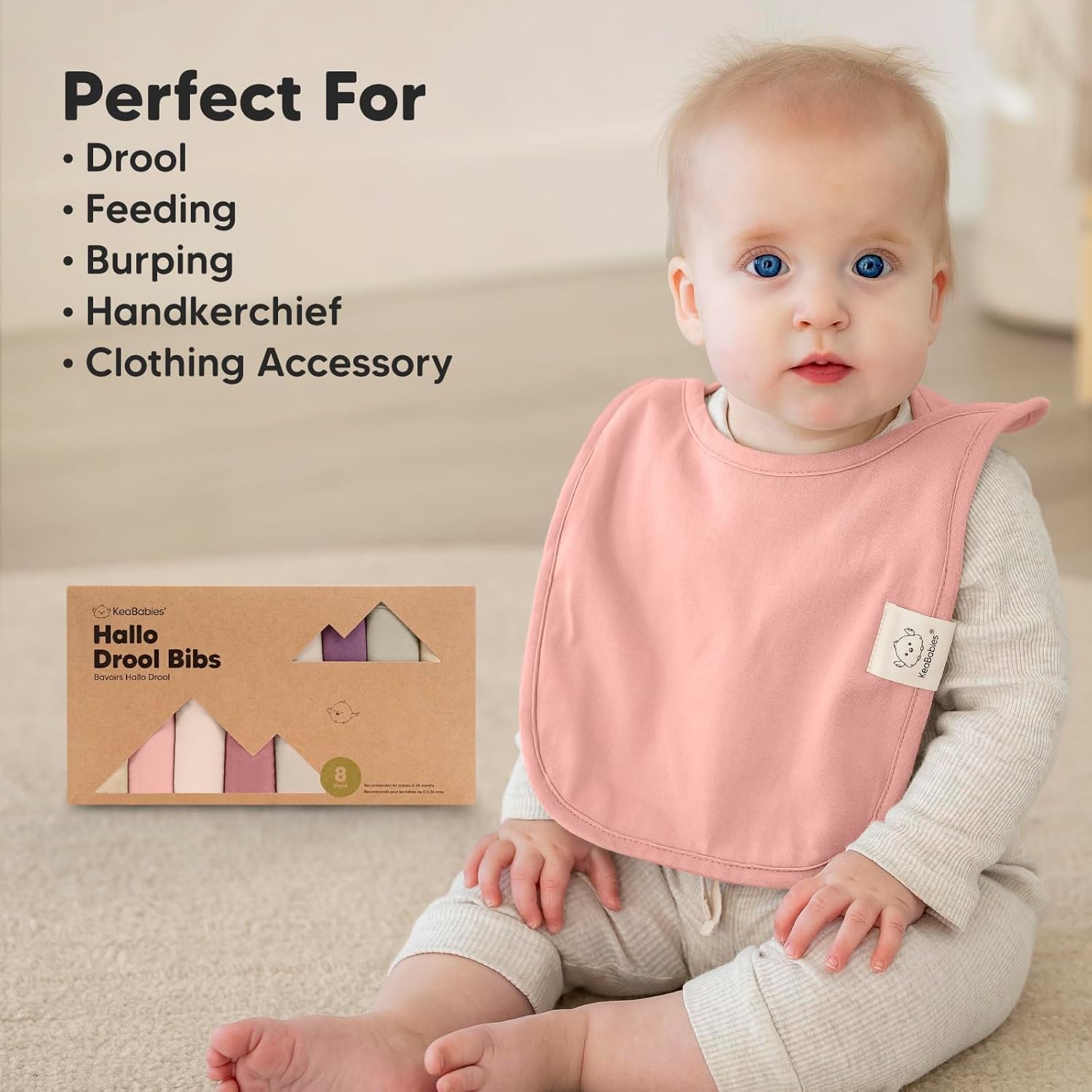Paquete de 8 baberos para bebés para niños y niñas, baberos sin botones para bebé, bebé, babero para niña, baberos para bebé, baberos bandana para