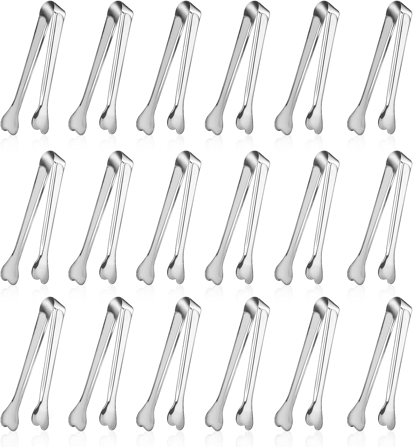 Paquete de 18 pinzas pequeñas de alta calidad, mini pinzas de acero inoxidable para aperitivos de 4.33 pulgadas, color plateado