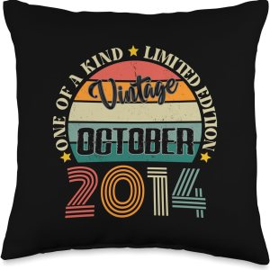 Vintage Birthday Retro Limited Edition Retro Gifts 10 Year Old Vintage October 2014 10th Birthday Retro Throw Pillow, 16×16, Multicolor Vintage Birthday Retro Limited Edition Retro Gifts 10 Year Old Vintage October 2014 10th Birthday Retro Throw Pillow, 16×16, Multicolor