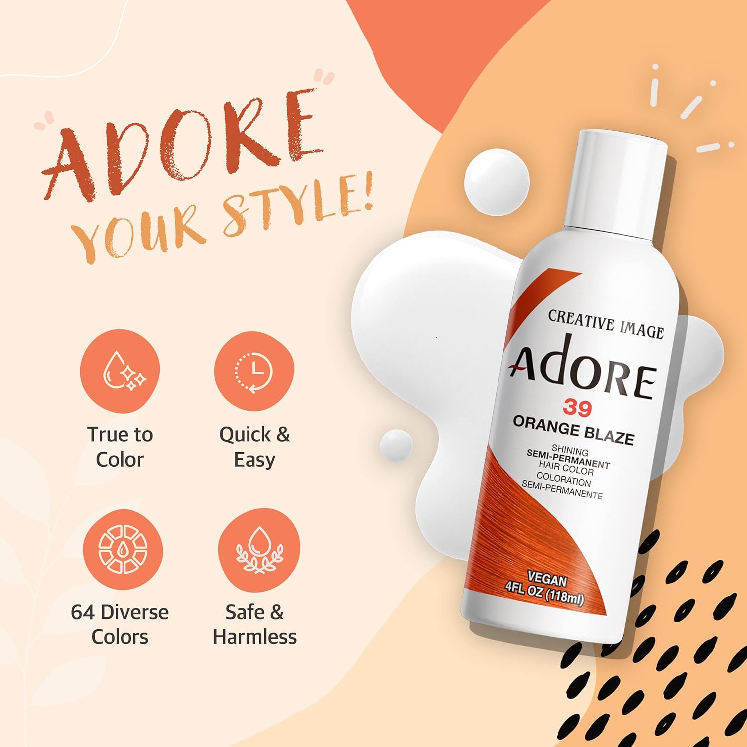 Color de cabello semipermanente de Adore