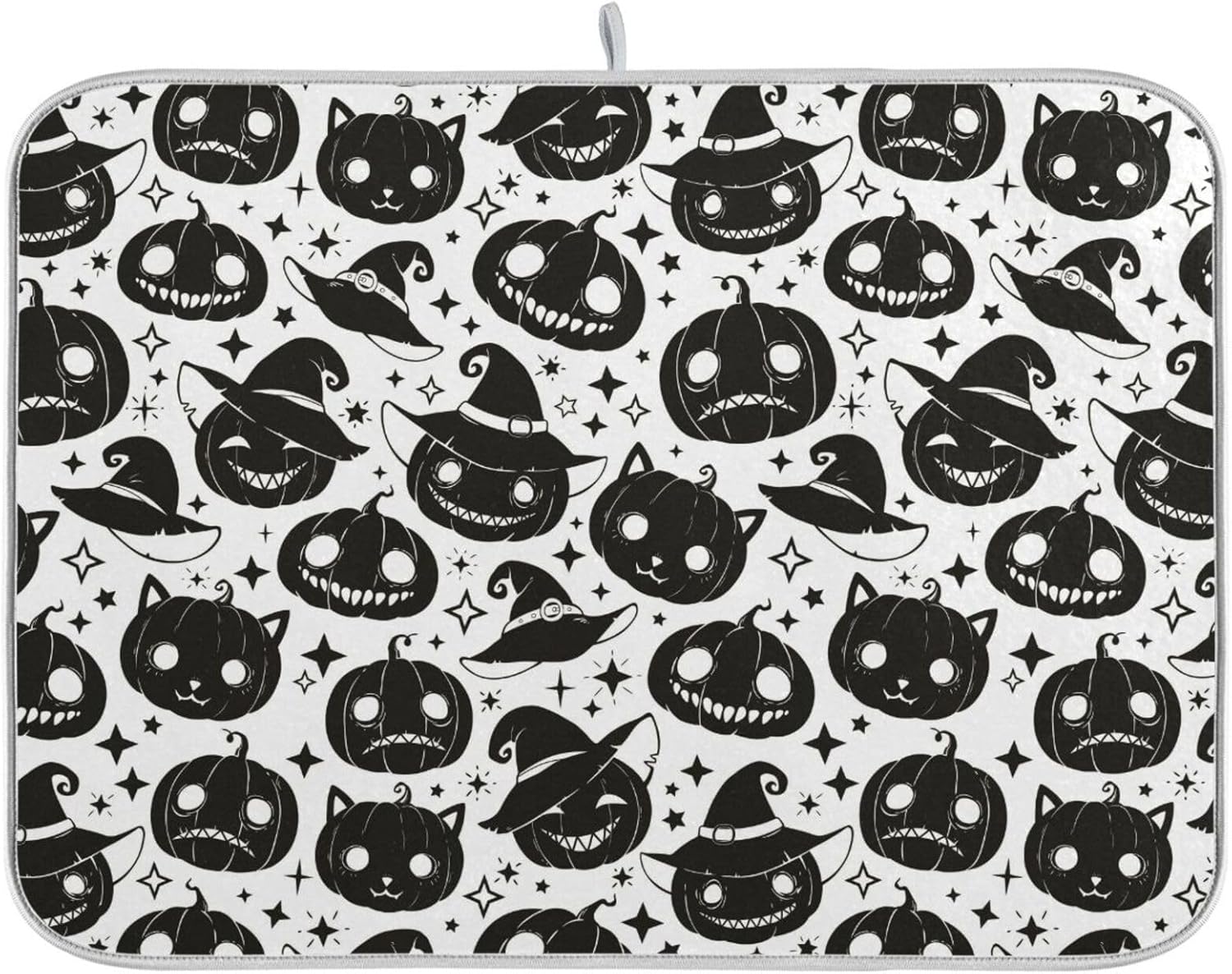 Halloween Scary Face Dish Drying Mat Washnable Absorbent Dish Drying Pad For Kitchen Counter Mat Under Dish Drainer Tapete Para Cocina 16” x 18”