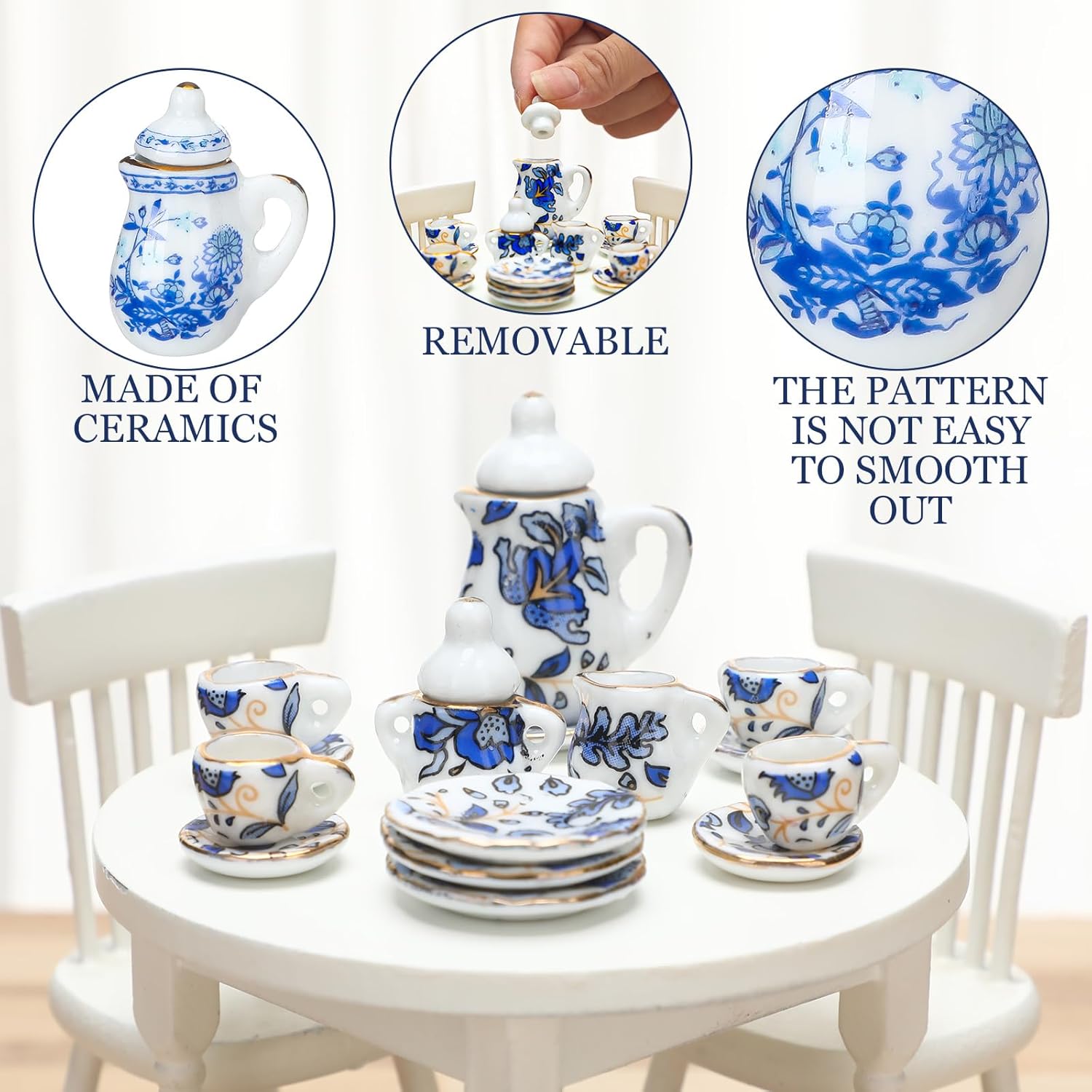 Shappy 90 piezas 1 12 escala casa de muñecas miniatura porcelana taza de té de Navidad incluye mini patrón flor patrón tetera taza platos para casa