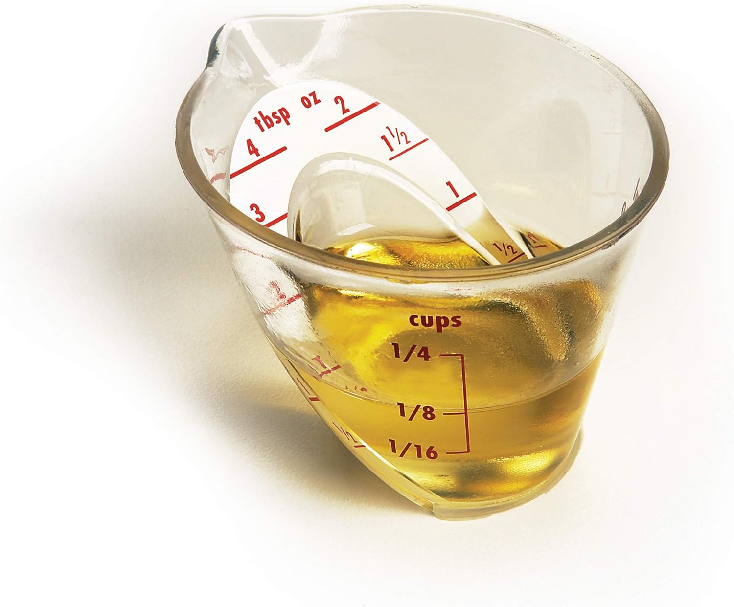 OXO Good Grips – Juego de tazas medidoras en ángulo de 3 piezas y mini taza medidora en ángulo Good Grips