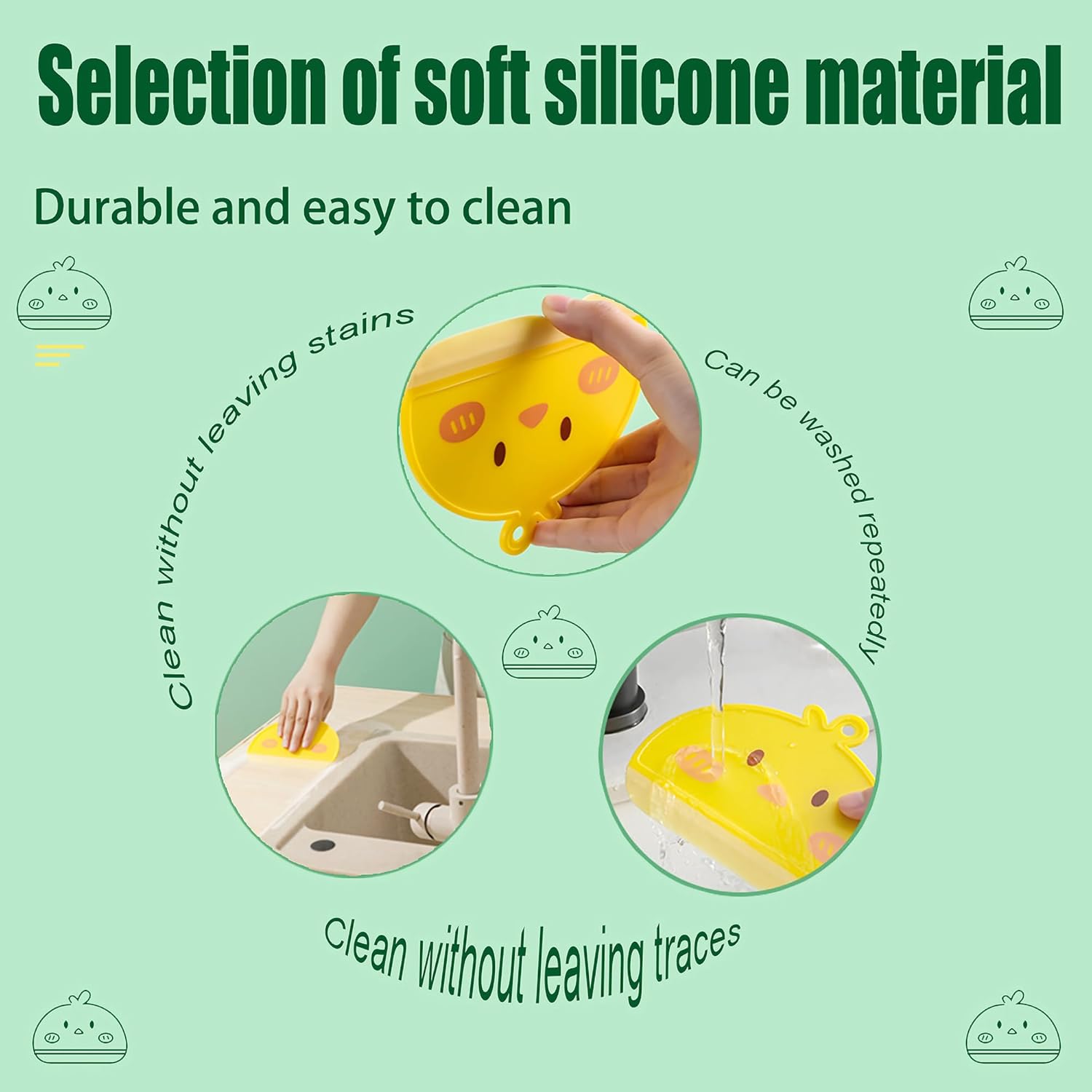 Paquete de 2 espátulas pequeñas de silicona con 4 ganchos, mini raspador de agua para automóvil, escobilla de plástico para fregadero, ventanas,