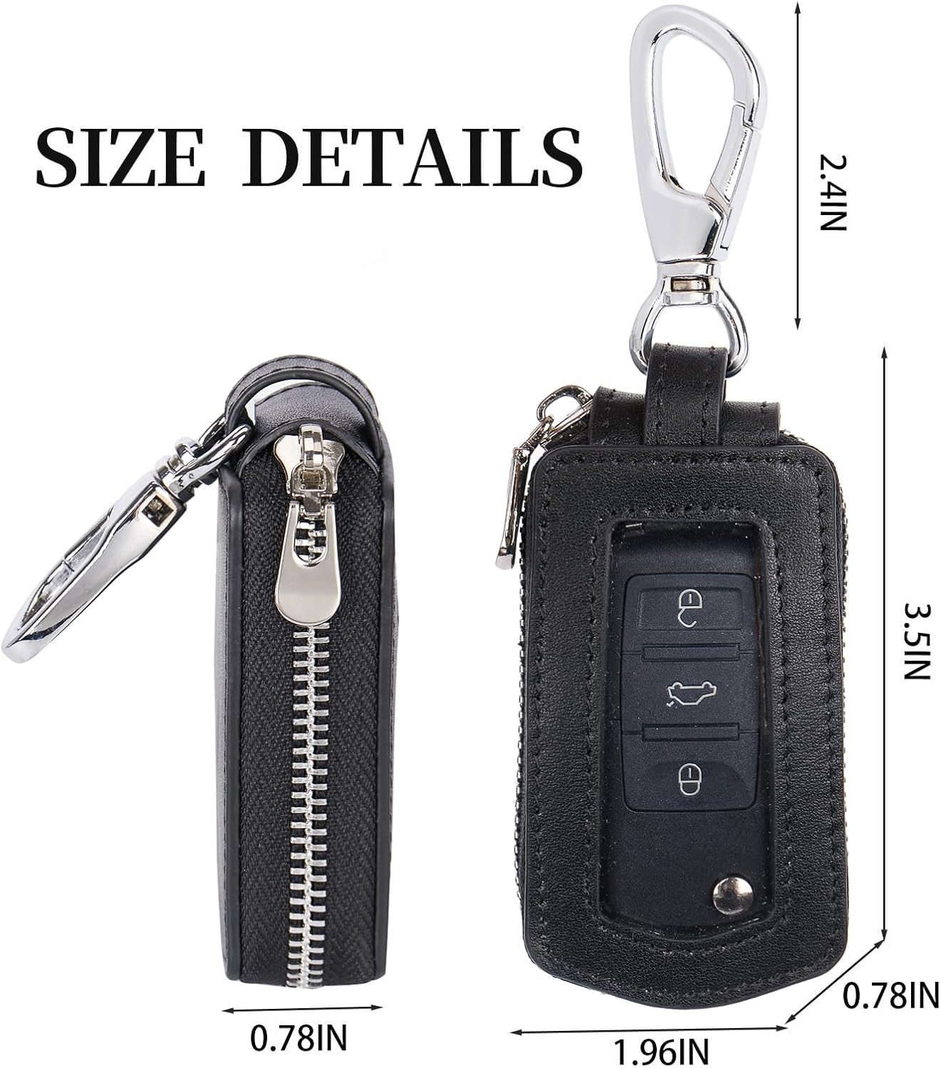 Funda universal para llavero de automóvil de alta calidad, funda de cuero para llavero, protector de llavero, soporte para llavero remoto (PW-negro)