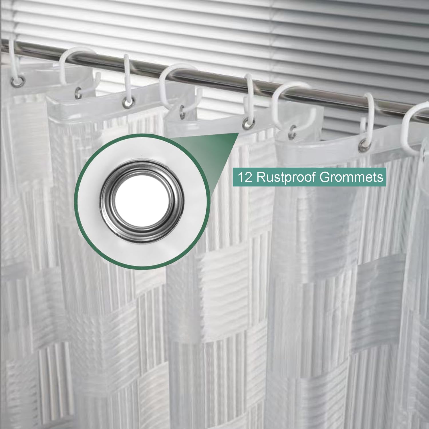 Tonnali Cortina de ducha de 72 x 72 pulgadas, forro de plástico transparente resistente de vinilo EVA, cortina de ducha para baño con 3 imanes