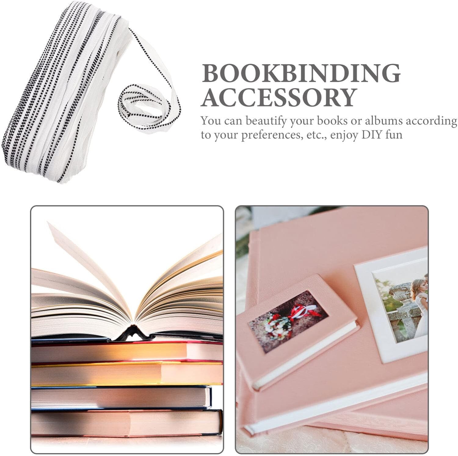 TEHAUX Diademas de encuadernación de libros, kit de encuadernación de libros de tapa dura para encuadernación de libros, decoración de álbumes, 1