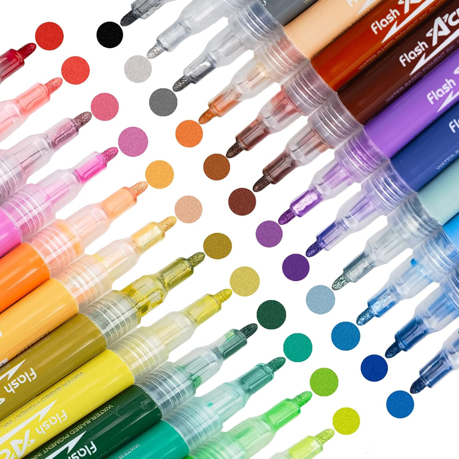 Bolígrafos de pintura acrílica, marcador de pintura acrílica con purpurina de 24 colores, tinta acrílica a base de agua, punta fina, bolígrafo de