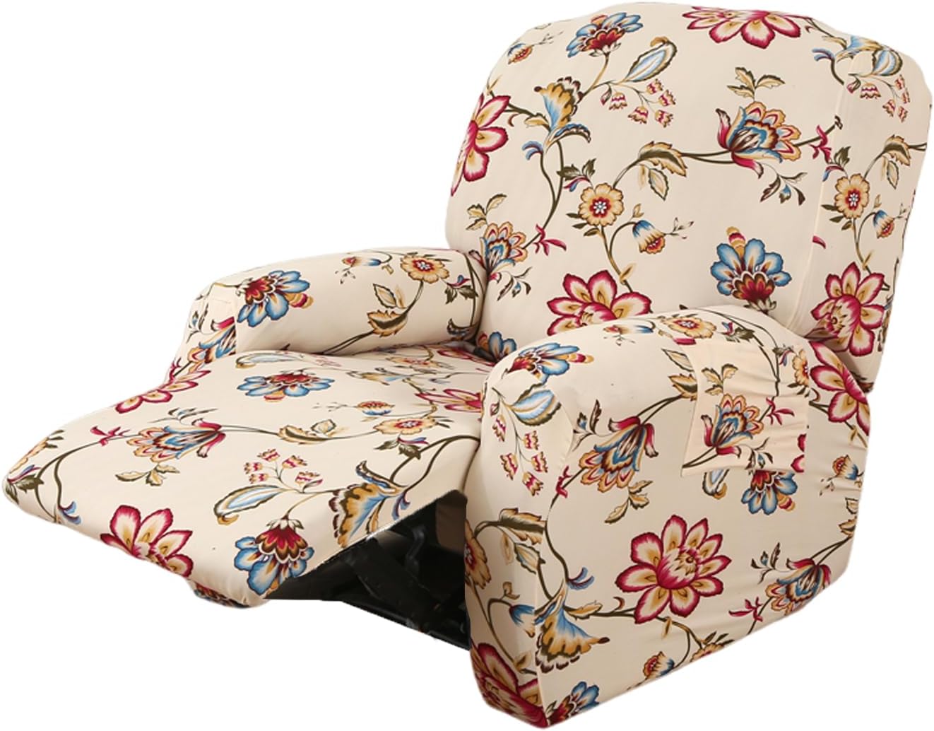 FUANGUI Fundas reclinables estampadas con bolsillo lateral, funda para sofá de 4 piezas, fundas elásticas para sofá reclinable de 1 asiento, fundas