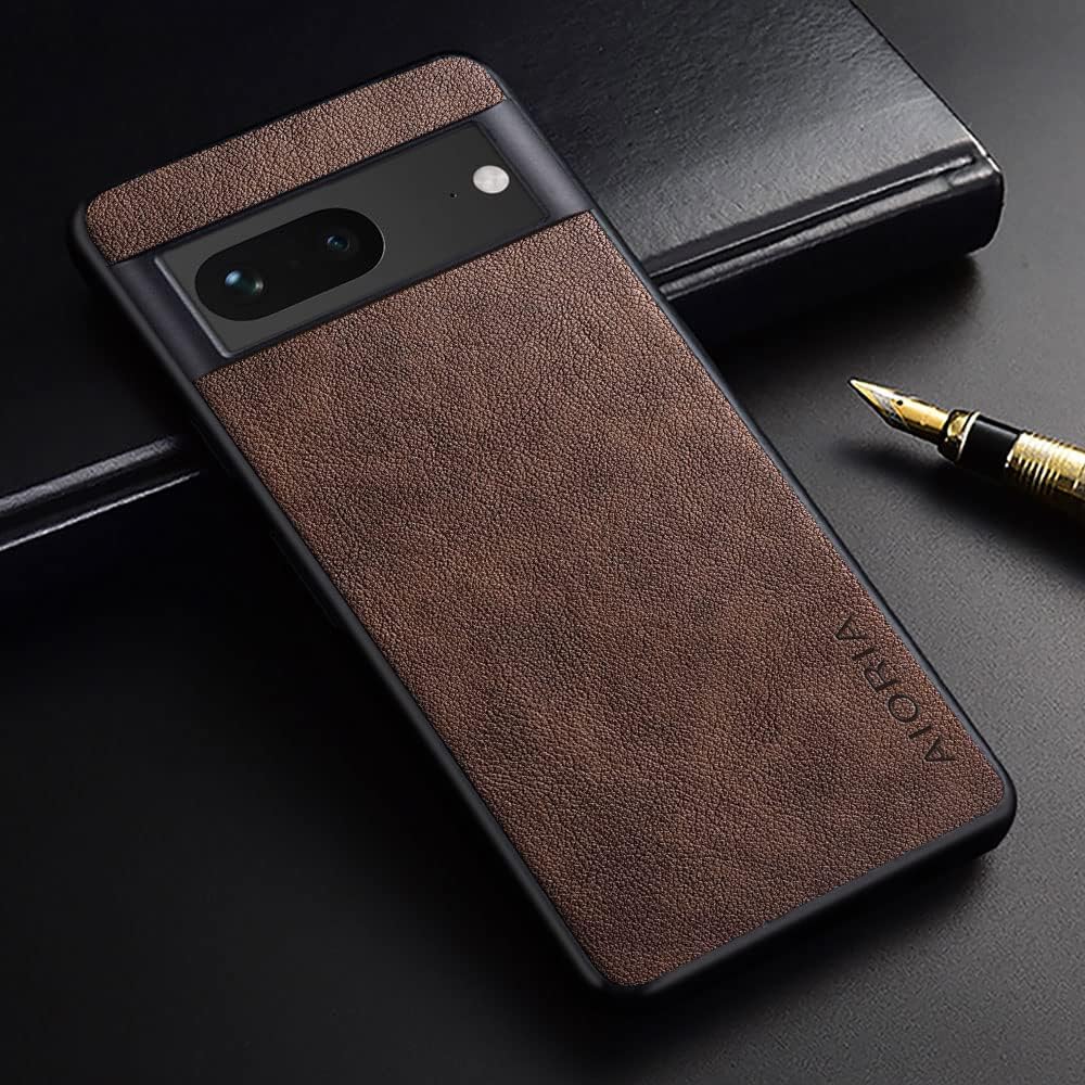 AIORIA Funda para Google Pixel 7A, funda de cuero prémium para teléfono, diseño retro, funda protectora completa para Google Pixel 7A 5G (café)