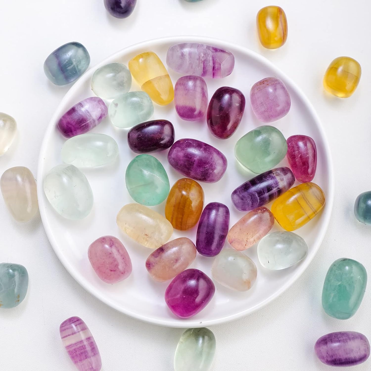 Apengshi Piedra de cristal de fluorita de color natural, 0.22 libras, cristal curativo pulido, equilibrio de chakras, reiki, terapia de meditación,