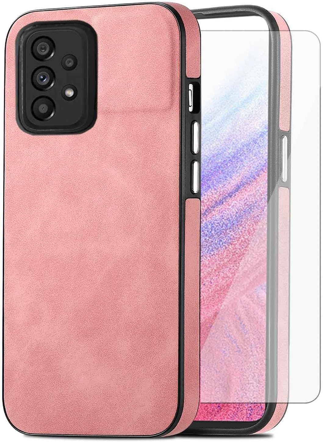 Asuwish Funda de teléfono para Samsung Galaxy A53 5G con protector de pantalla de vidrio templado y funda delgada de cuero suave y resistente,