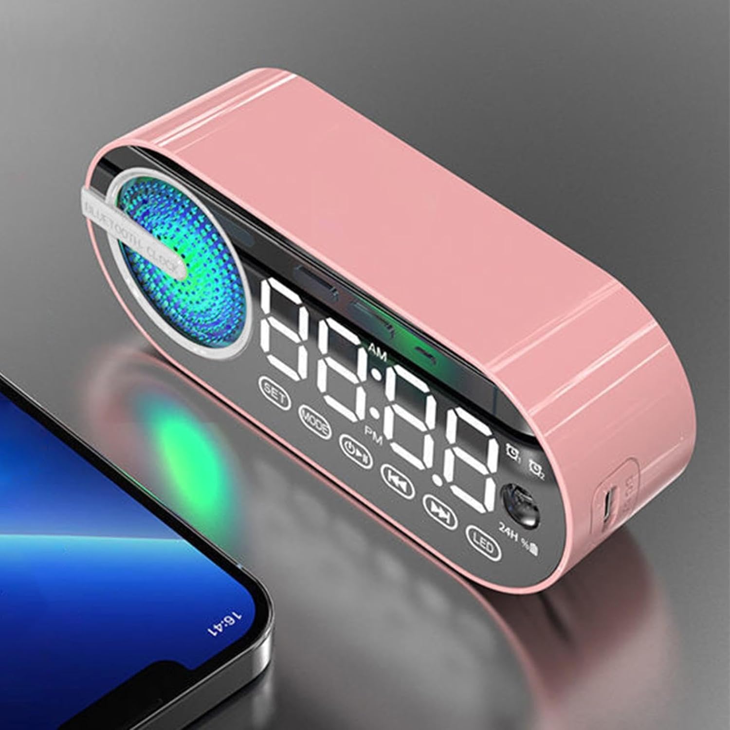 Altavoz Bluetooth portátil con sistema de reloj despertador doble, altavoz multifuncional y reloj digital con alto volumen, carga USB Bluetooth