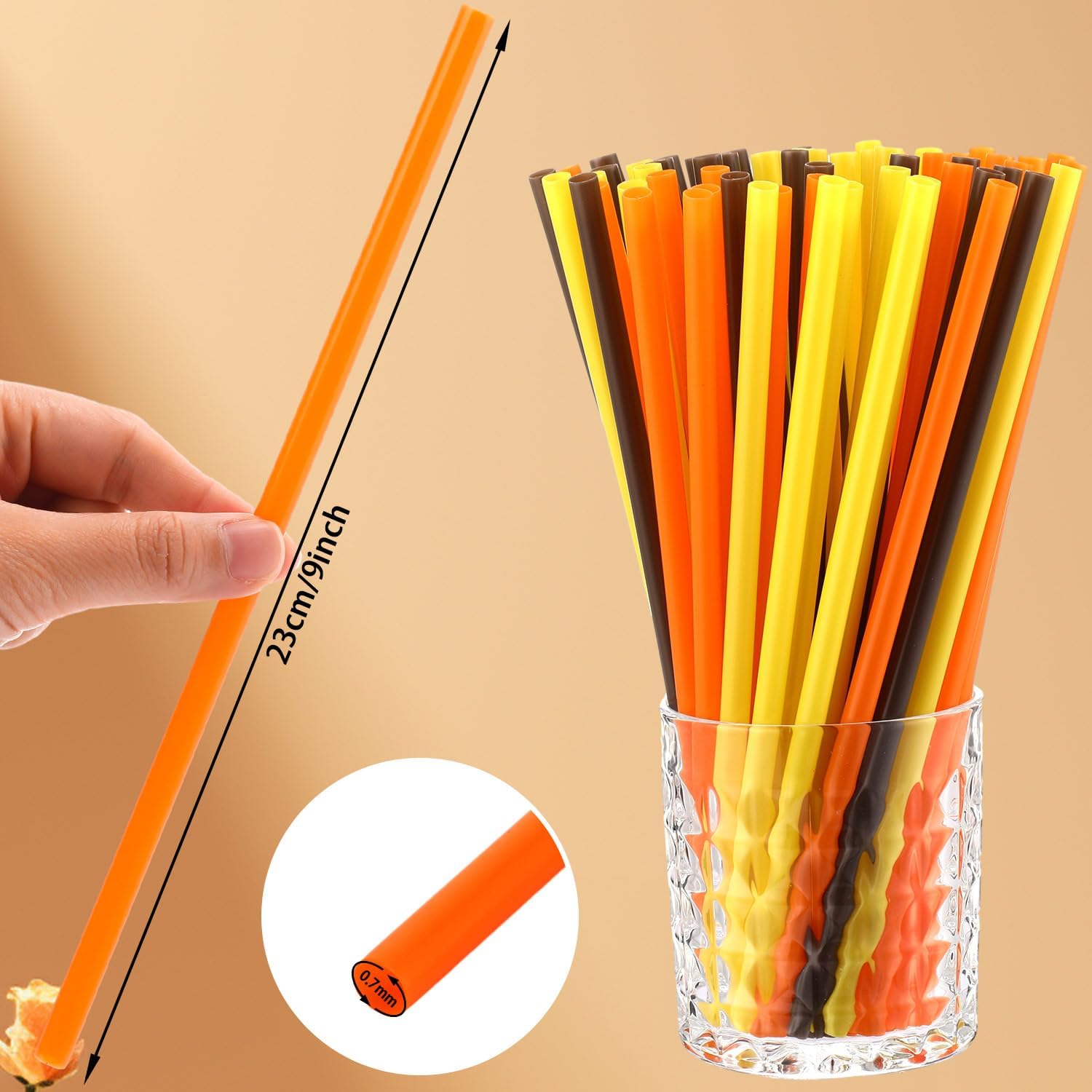 150 popotes de plástico para el Día de Acción de Gracias, color naranja, amarillo, marrón, pajitas desechables de plástico duro, popotes de plástico