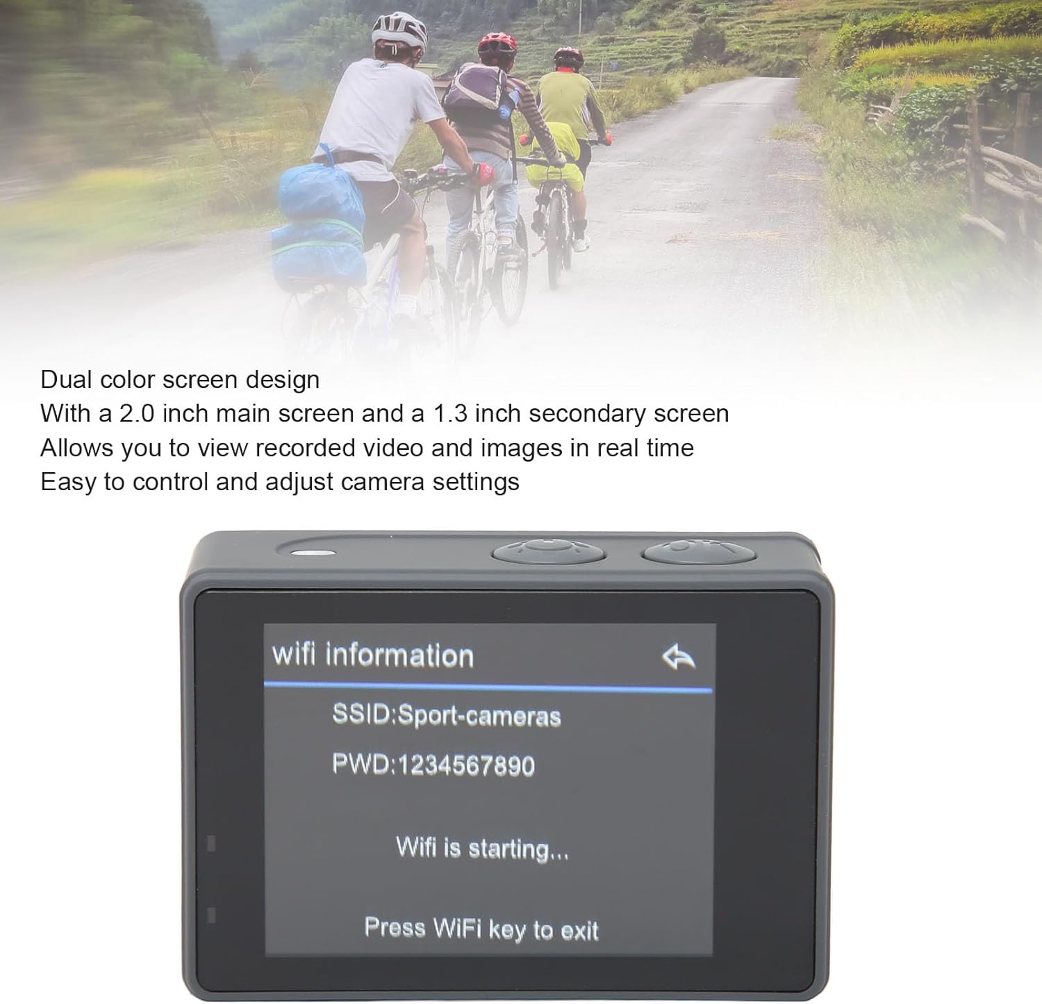 Cámara de acción 4K 30fps WiFi Cámara de acción con pantalla doble, cámara deportiva impermeable subacuática de 98 pies con control remoto y