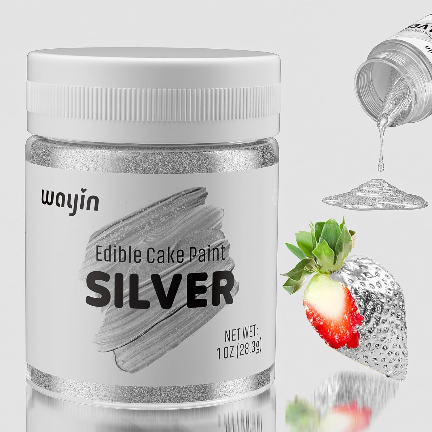 Wayin – Pintura decorativa comestible plateada para tartas, colorante alimentario, para hornear, pintura decorativa brillante de grado alimenticio