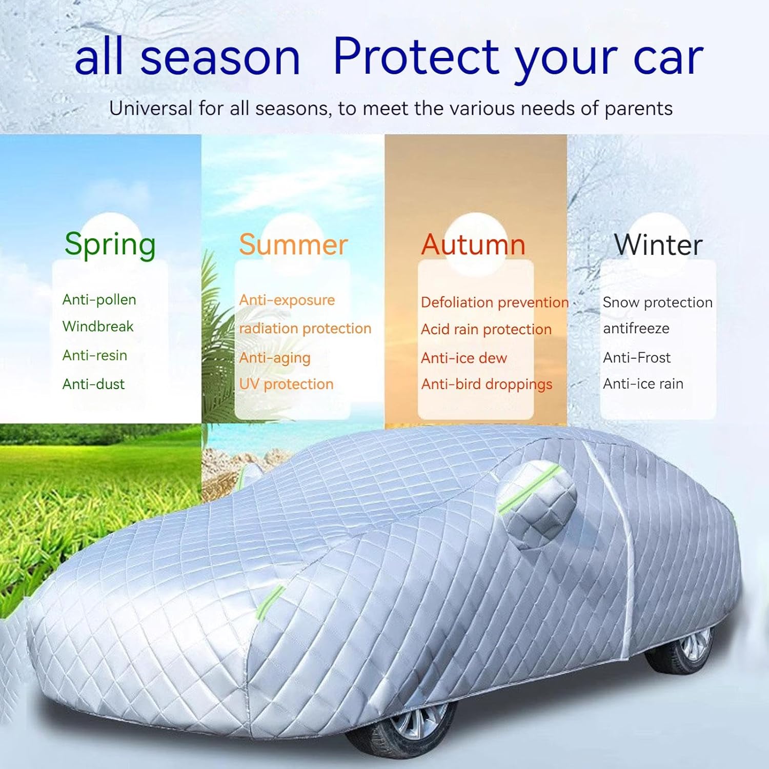 Funda protectora de granizo para Daewoo Leganza Matiz Nexia Nubira Tacuma, funda de automóvil de tela Oxford gruesa con cremallera para puerta