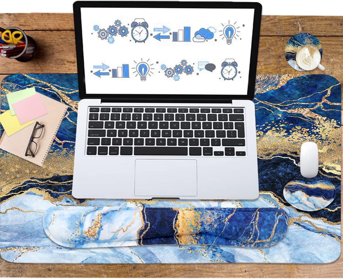 Alfombrilla ergonómica grande para mouse y reposamuñecas para teclado, almohadilla de escritorio para teclado y mouse, alfombrilla de mouse grande 4