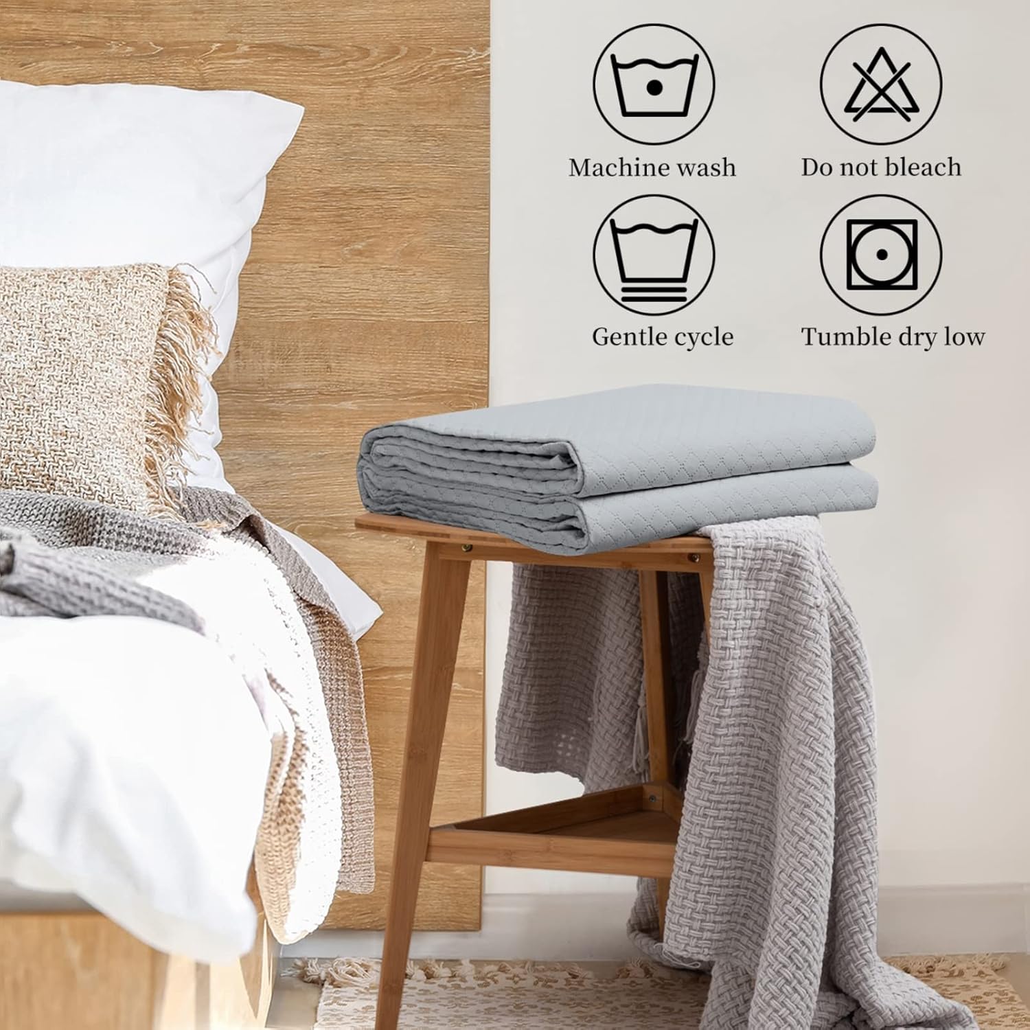 HollyHOME – Colcha de cama acolchada pinsonic con diseño de cuadros súper suave, para cama individual