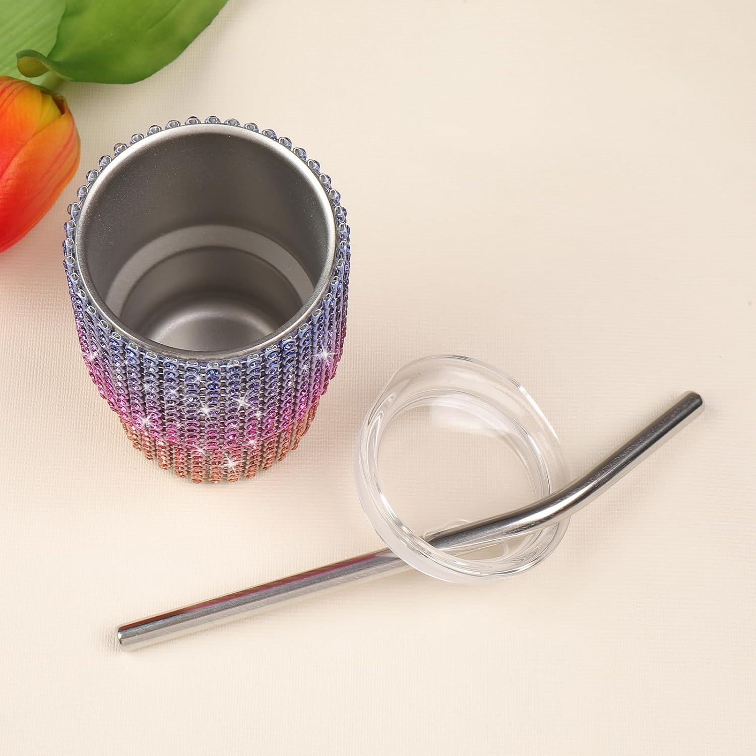 Bling Mini vaso de chupito, vaso de chupito de 3 onzas, vaso de chupito de diamante con pajilla, vaso de chupito pequeño con purpurina para servir