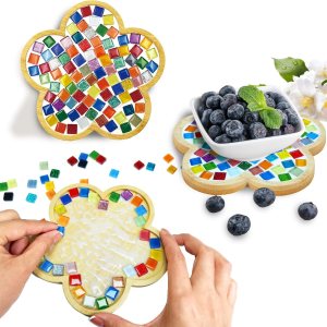 Glass Mosaic Tiles, Mosaic Kit with 6.1 inch Bamboo Coaster, Crafts for Adults Mixed Colors Mosaic Kit Mosaic Crafts Materials Package Mosaic Glass Mosaic Tiles, Mosaic Kit with 6.1 inch Bamboo Coaster, Crafts for Adults Mixed Colors Mosaic Kit Mosaic Crafts Materials Package Mosaic