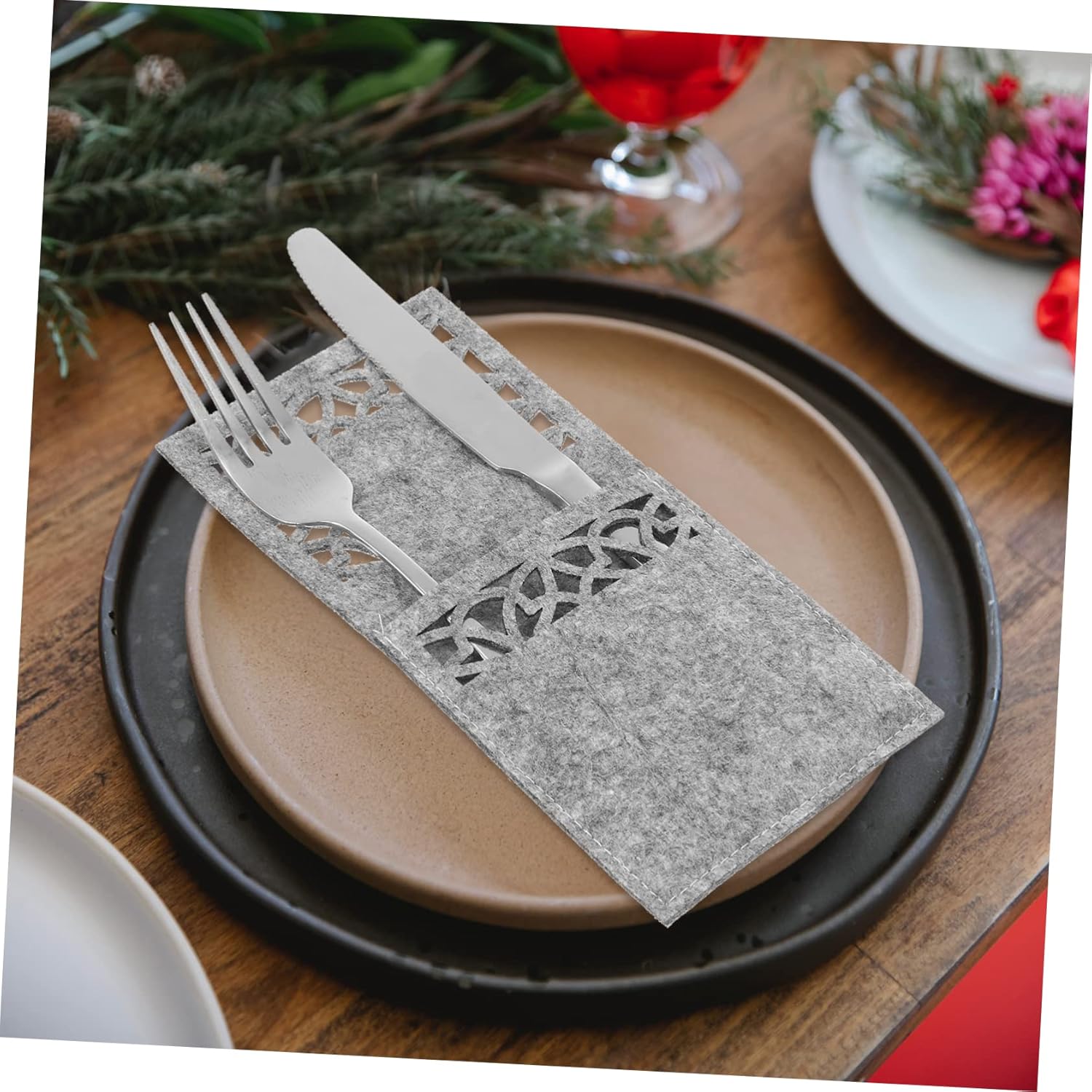 KJHBV 4pcs Navidad Cubiertos Bolsa de Navidad y Tenedor Bolsa de Cubiertos de vacaciones titular de cubiertos Santa Cubiertos Bolsa de Vajilla de