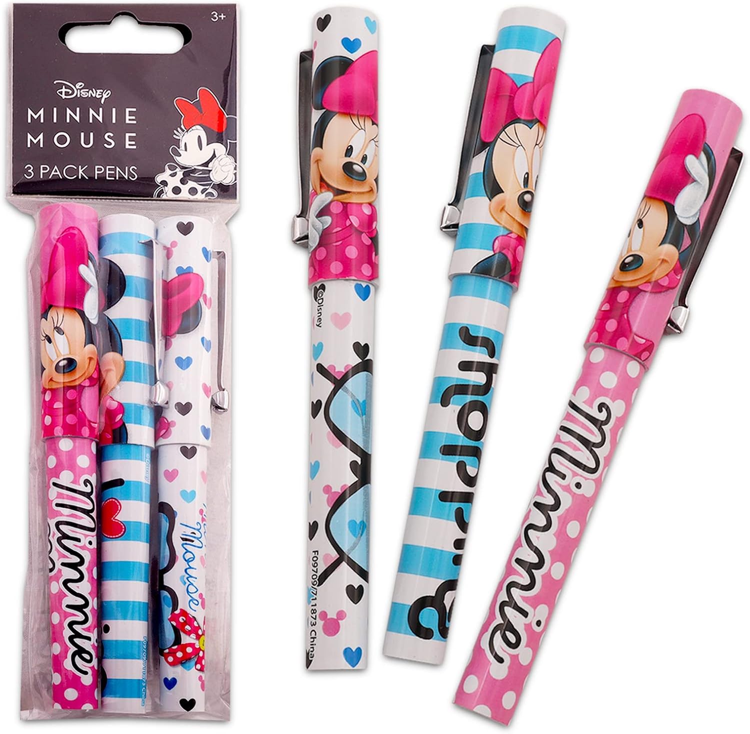 Classic Disney Disney Minnie Mouse – Juego de 6 bolígrafos de Minnie Mouse de oficina, paquete de 6 bolígrafos de Minnie para niños, niñas, mujeres
