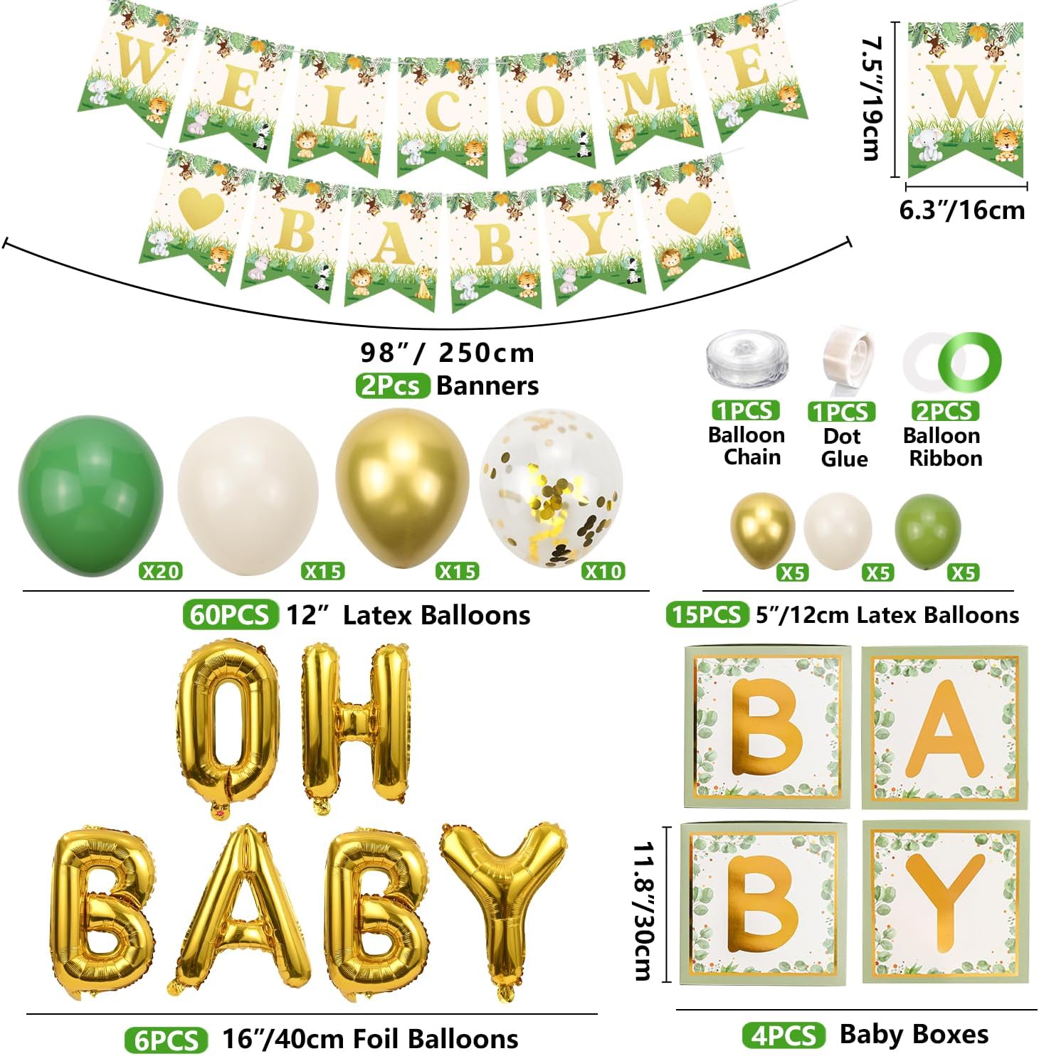 Decoraciones de fiesta de baby shower, pancarta de bienvenida para bebé, platos de animales de la selva, servilletas, vasos, arco de globos, mantel