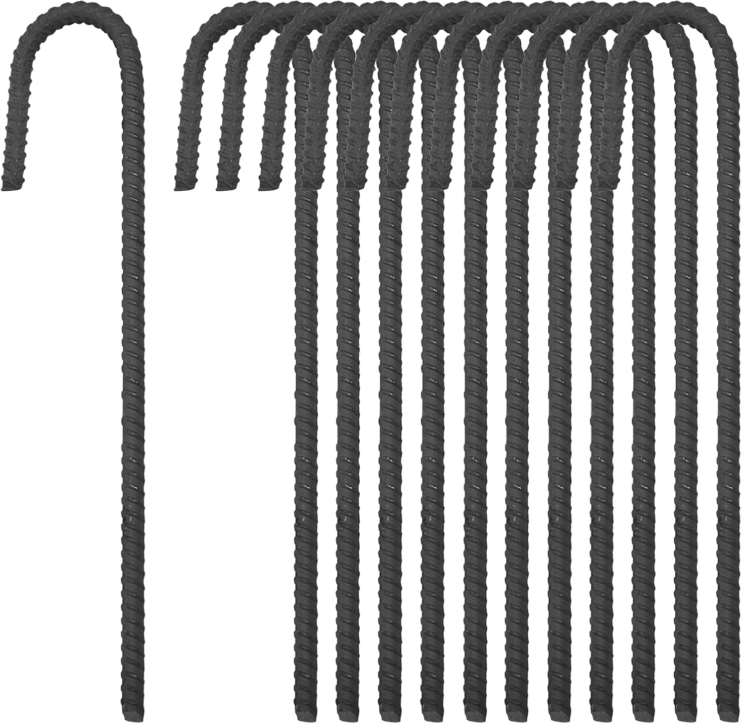 Pinnacle Mercantile – Juego de estacas de refuerzo con extremo en forma de gancho, resistentes, acero inoxidable, 12 pulgadas, punta cincelada