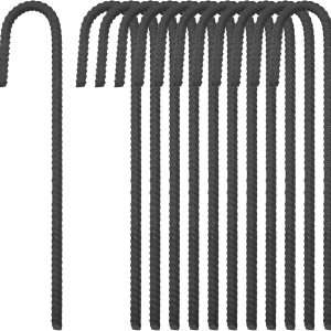 Pinnacle Mercantile – Juego de estacas de refuerzo con extremo en forma de gancho, resistentes, acero inoxidable, 12 pulgadas, punta cincelada Pinnacle Mercantile – Juego de estacas de refuerzo con extremo en forma de gancho, resistentes, acero inoxidable, 12 pulgadas, punta cincelada