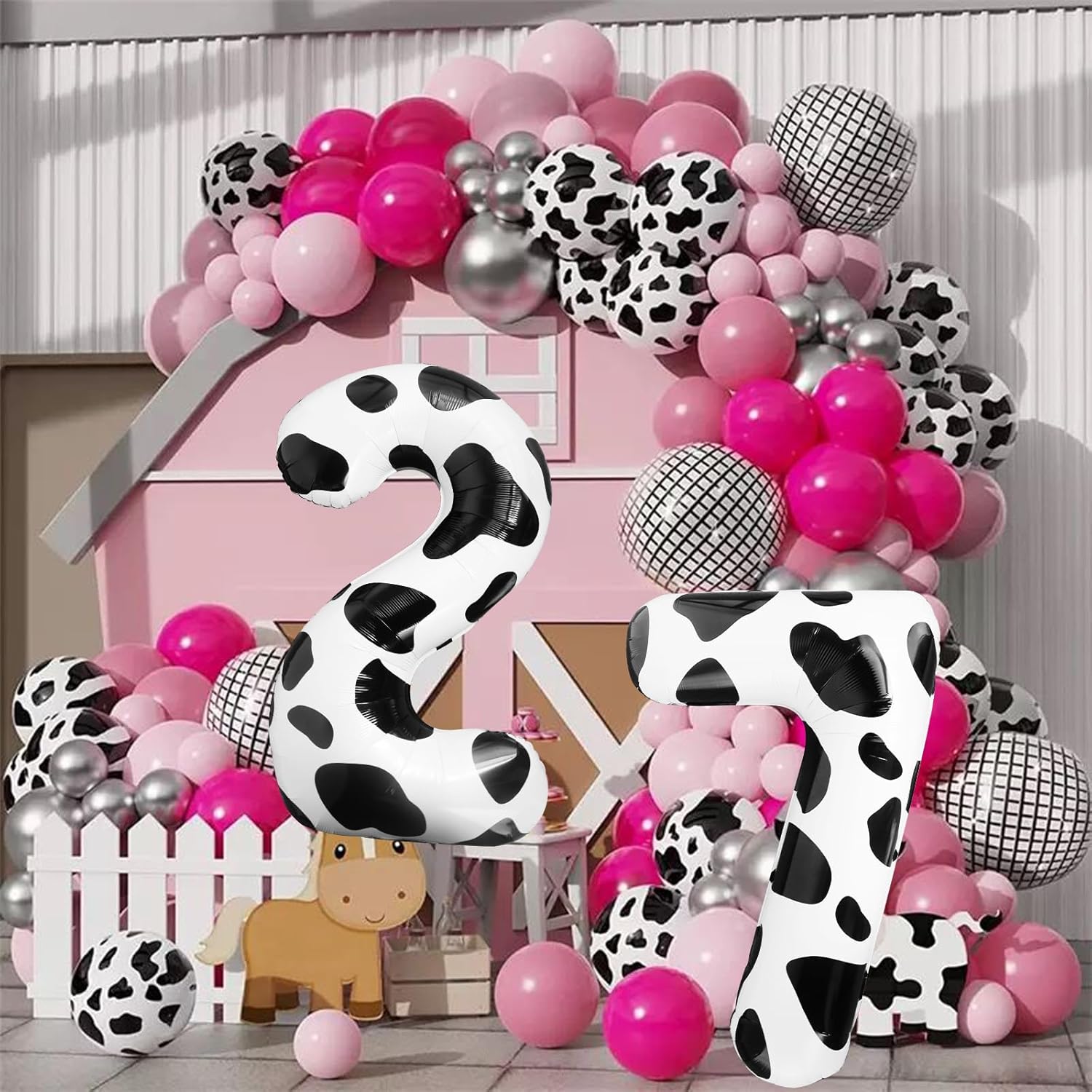 LEBERY Globos con estampado de vaca de 40 pulgadas, globo con el número 2, globo grande del número 2, globo Moo Moo Im Two para decoración de