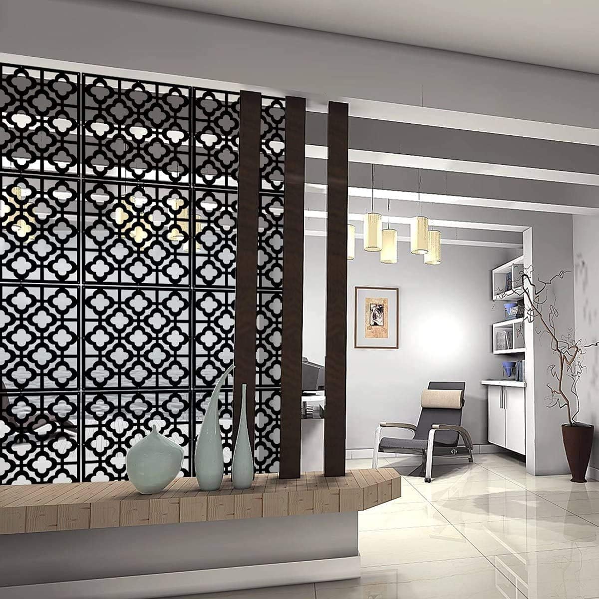 Kernorv Divisor de habitación colgante hecho de PVC ecológico, 24 piezas de paneles de pantalla para decorar dormitorio, comedor, estudio y sala de
