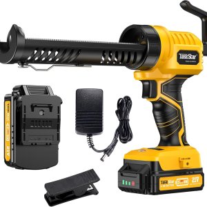 TaskStar Pistola de calafateo inalámbrica, pistola de calafateo eléctrica de 5 velocidades ajustables con batería de litio de 2.0 Ah y cargador, luz TaskStar Pistola de calafateo inalámbrica, pistola de calafateo eléctrica de 5 velocidades ajustables con batería de litio de 2.0 Ah y cargador, luz