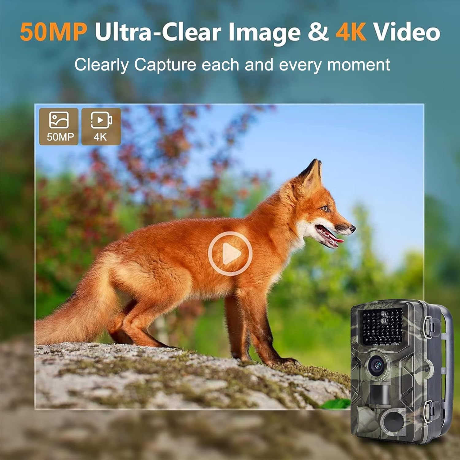 Cámara de rastreo de 36MP 4K, cámara de juego con visión nocturna, tiempo de activación de 0.2 s, cámaras de caza impermeables con LCD de 2.0