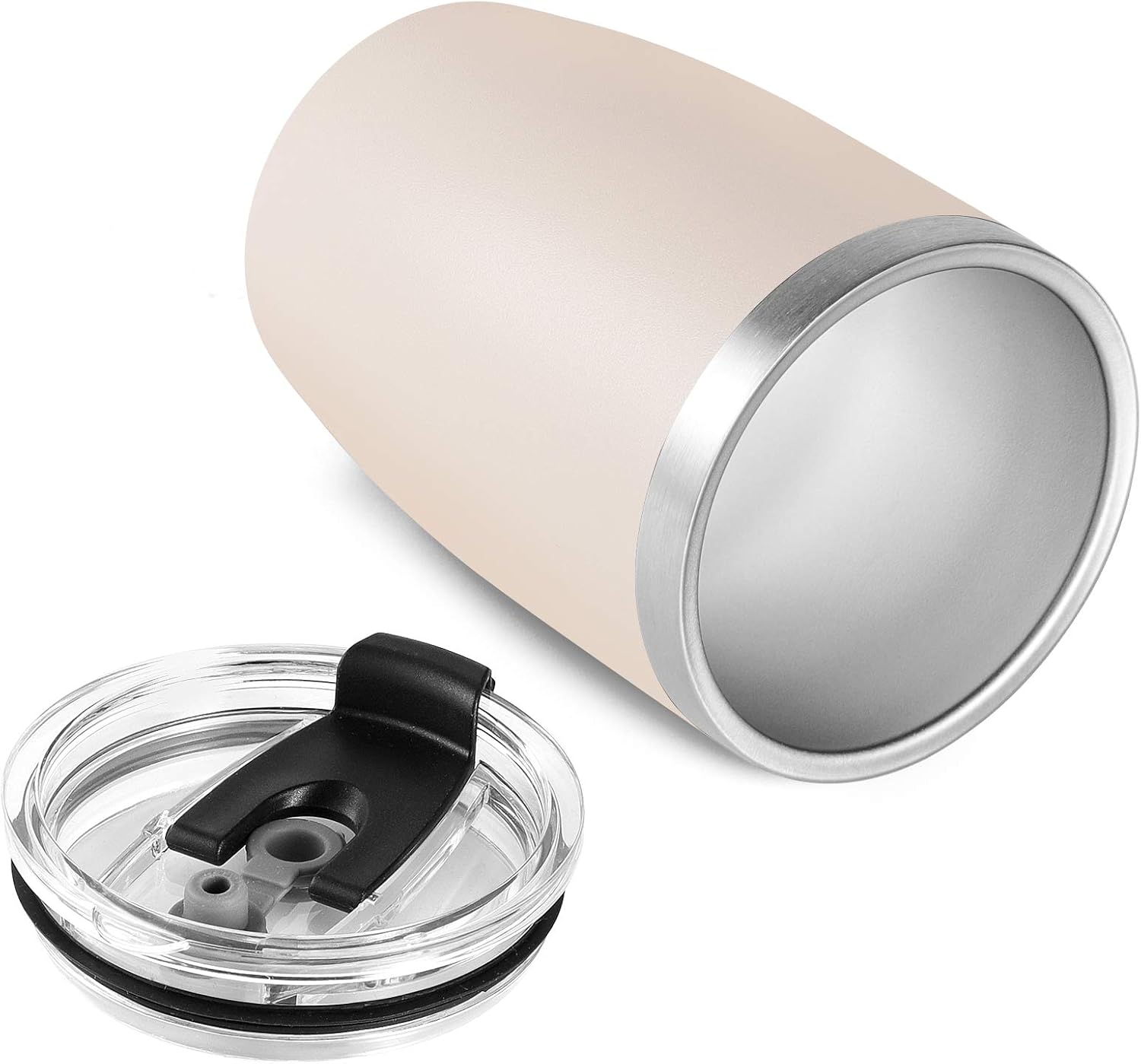 VEGOND – Vaso de acero inoxidable con tapa y popote, 12 onzas, doble pared con aislamiento térmico al vacío, taza de café reutilizable y portátil