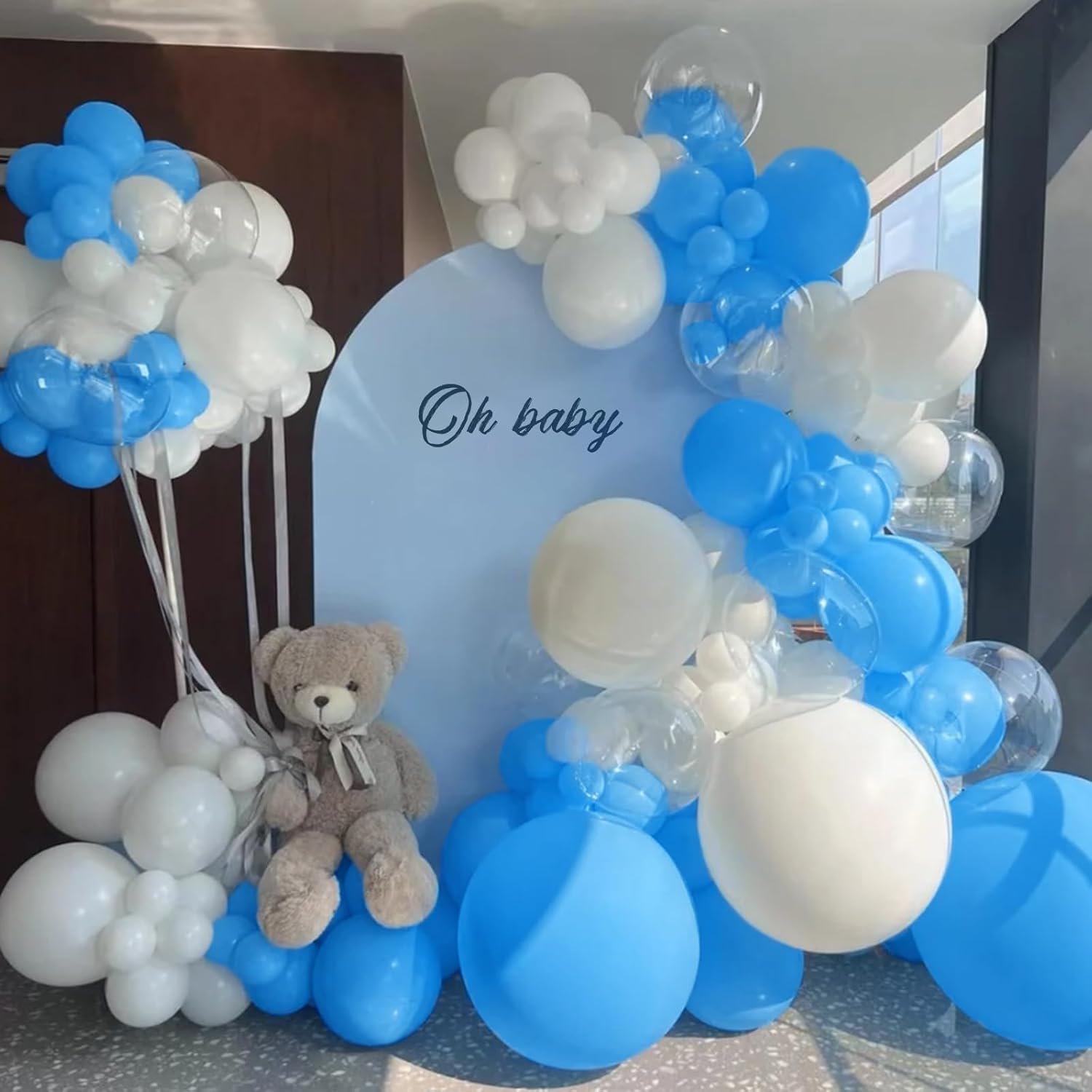 KAWKALSH 134 globos azul claro de diferentes tamaños para arco de guirnalda, globos de látex de alta calidad para fiesta de cumpleaños, graduación,