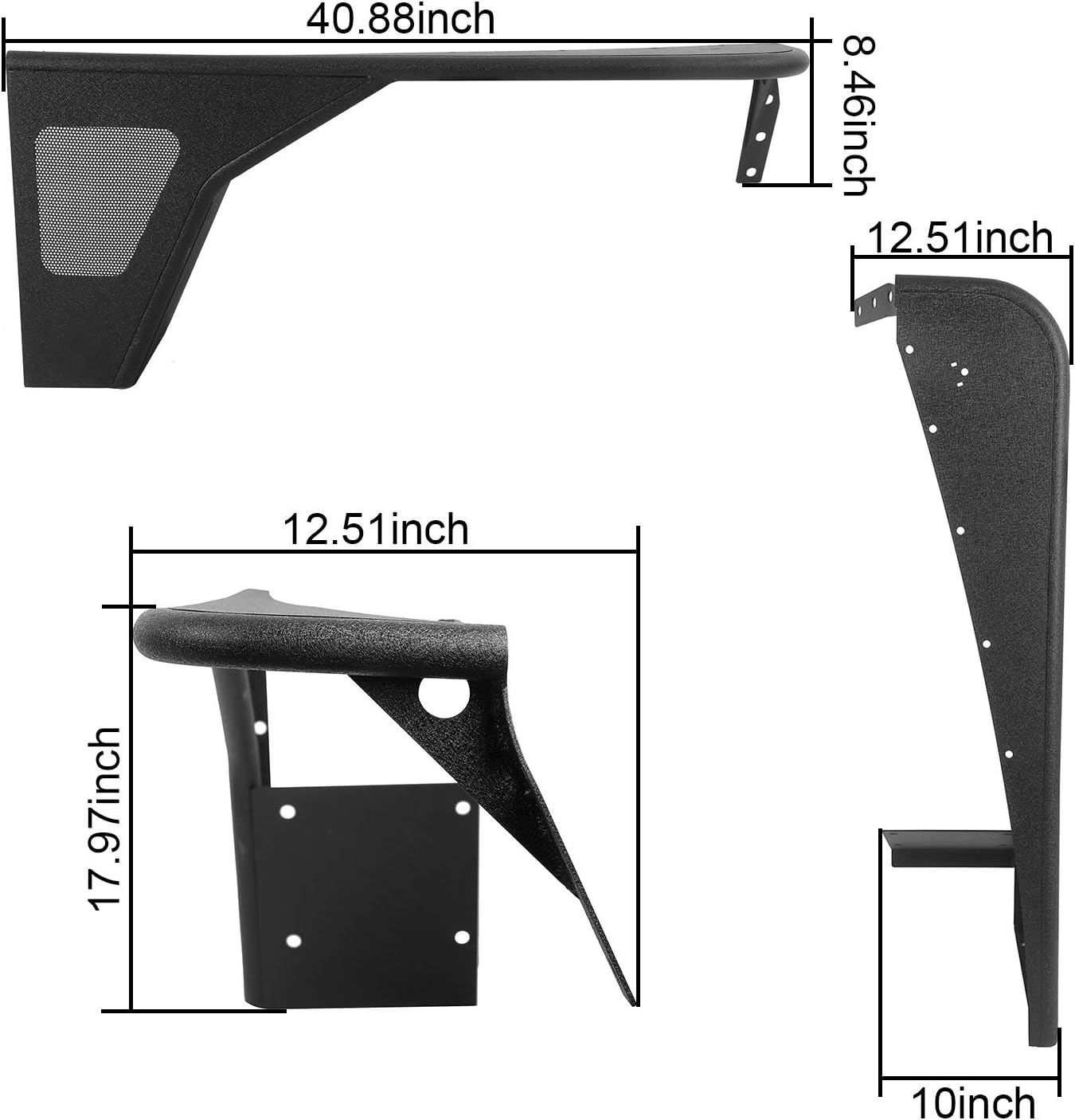 u-Box TJ Guardabarros delantero Flare Mud Guard Textura Acero para Jeep Wrangler TJ & TJ Unlimited 1997-2006