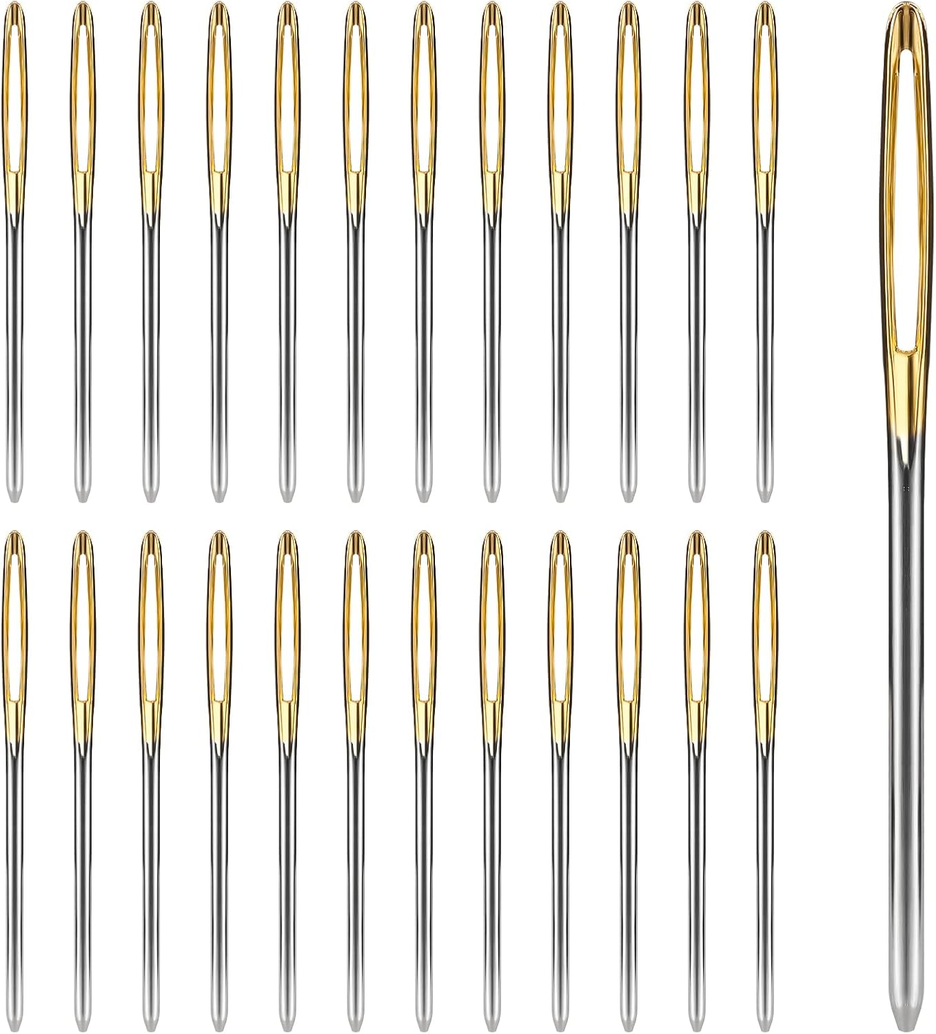 25 agujas romas de ojo grande, agujas de tejer de hilo de 2.3 pulgadas, agujas de coser para tapicería, agujas de coser de lana a mano de metal para