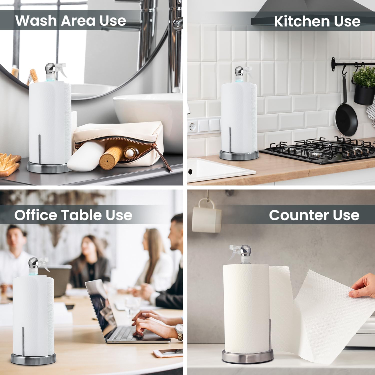 Everyday Solution – Soporte para toallas de papel con botella de spray de 7 onzas, rociador estético para encimera de cocina con soporte para