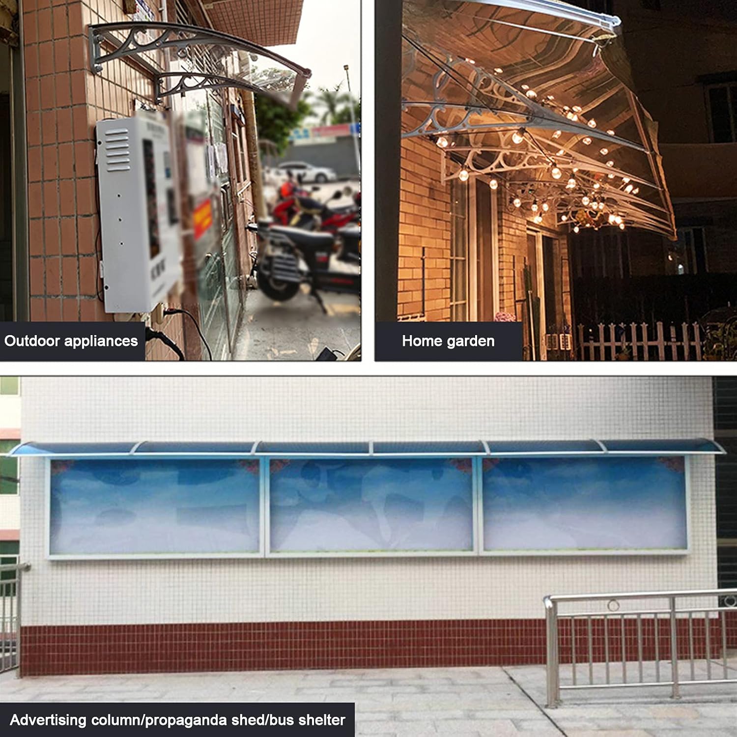 Lavabo grande transparente con protección UV para puerta delantera, toldo de jardín, porche, patio, parasol para exteriores, cubierta de
