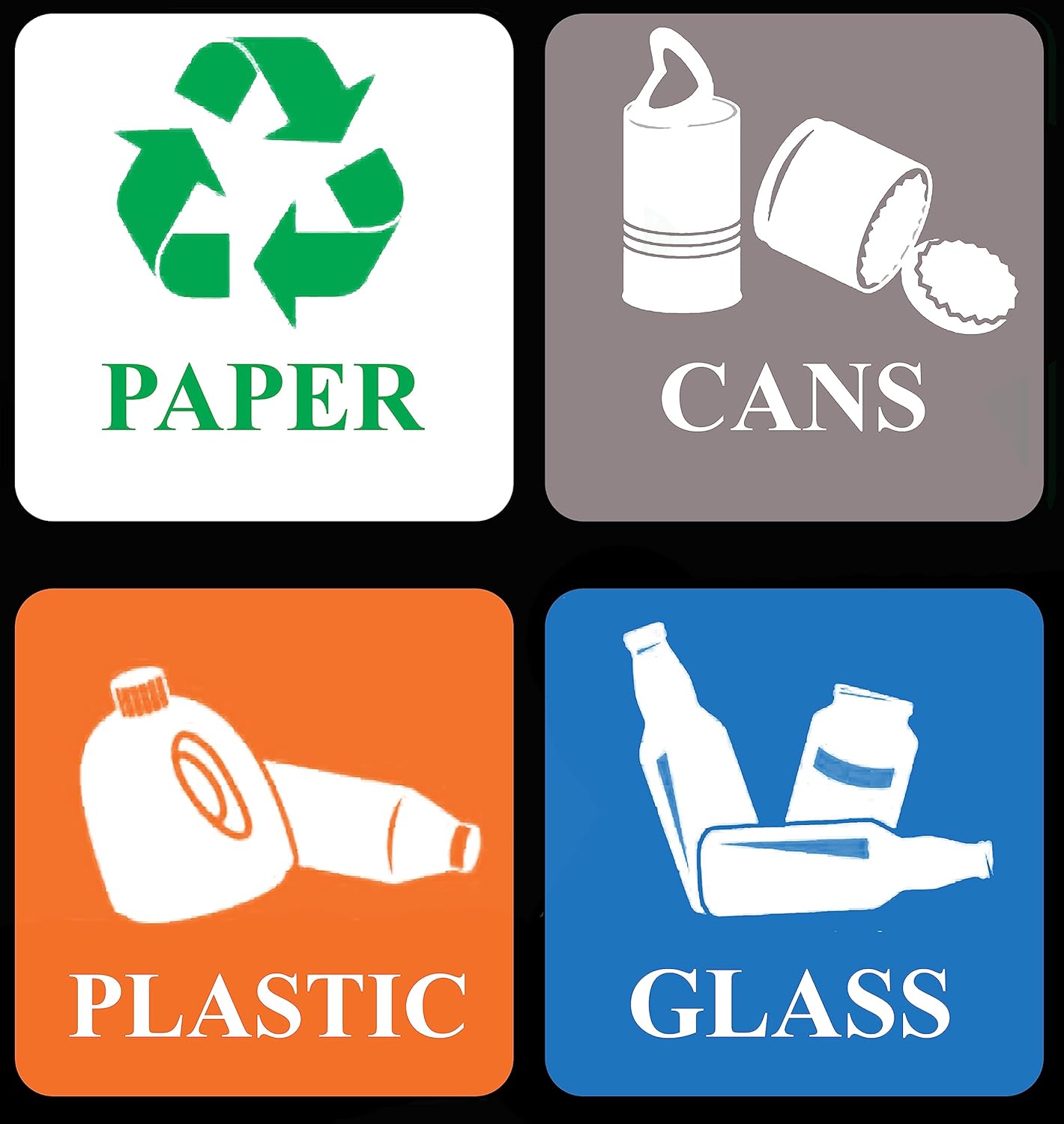 AzQuest AZQ 358 – Latas de papel de reciclaje de plástico y vidrio, papeleras ecológicas, 6 pulgadas, AZQ 358 (paquete de 4)