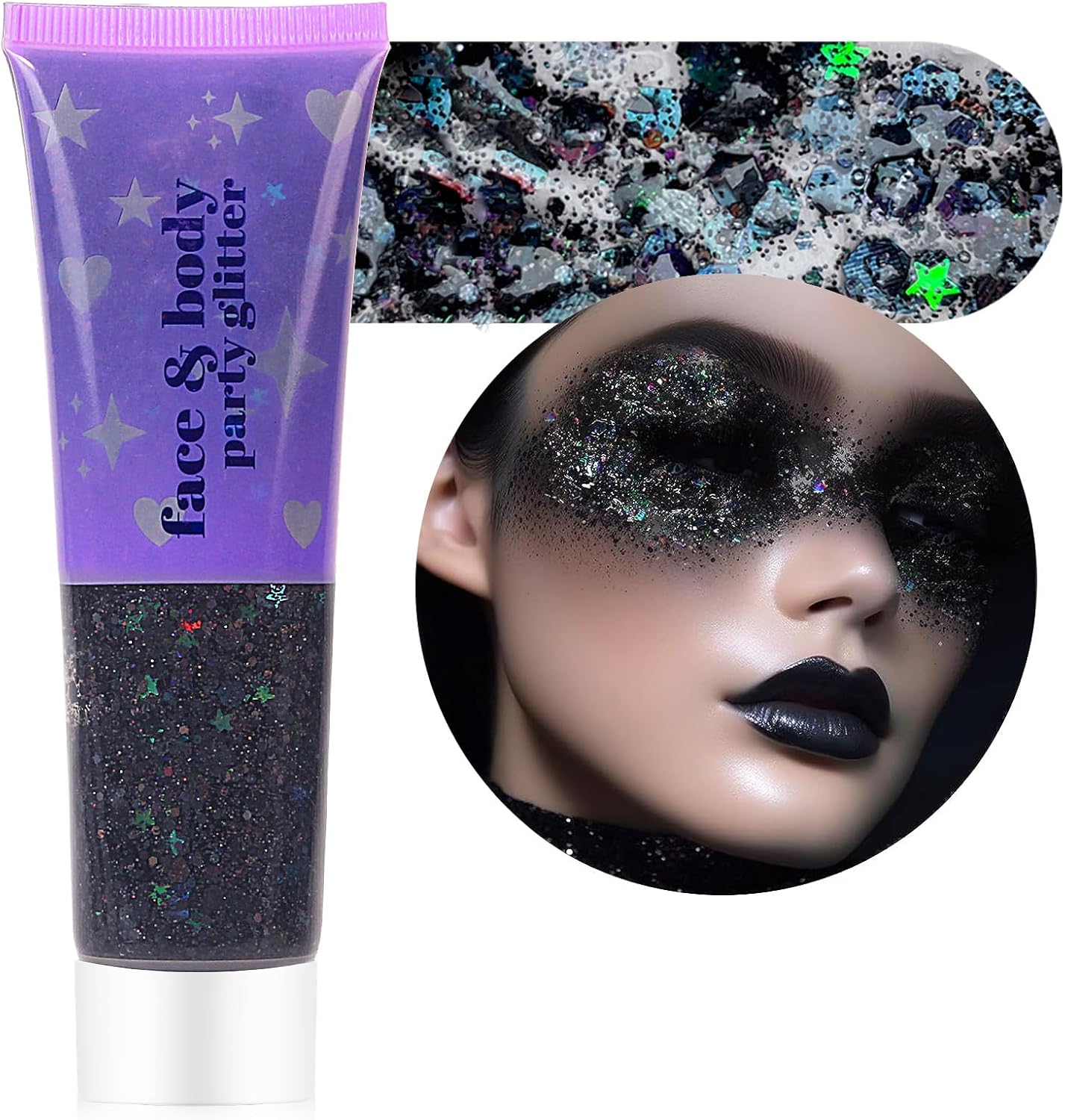 Brillantina corporal gruesa y fina de alta capacidad con gel para conciertos de cantante, maquillaje de fiesta rave, secado rápido y de larga
