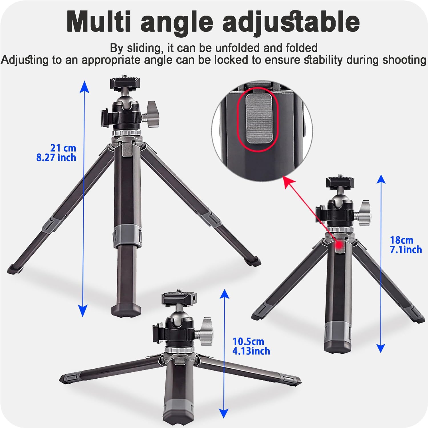 FitStill Mini trípode para cámara selfie stick con doble zapata fría 360 cabeza de bola, trípode de mesa extensible para DJI Go Pro Hero 1211109876