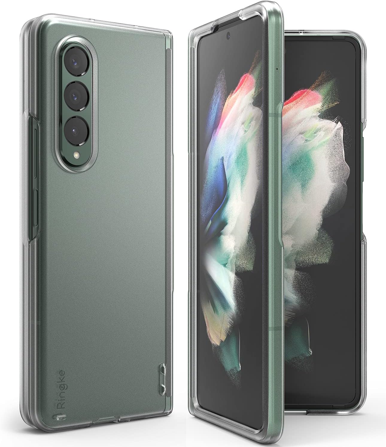 Ringke Funda delgada compatible con Samsung Galaxy Z Fold 3, PC dura y fina transparente de alta calidad con almohadilla antideslizante, cubierta