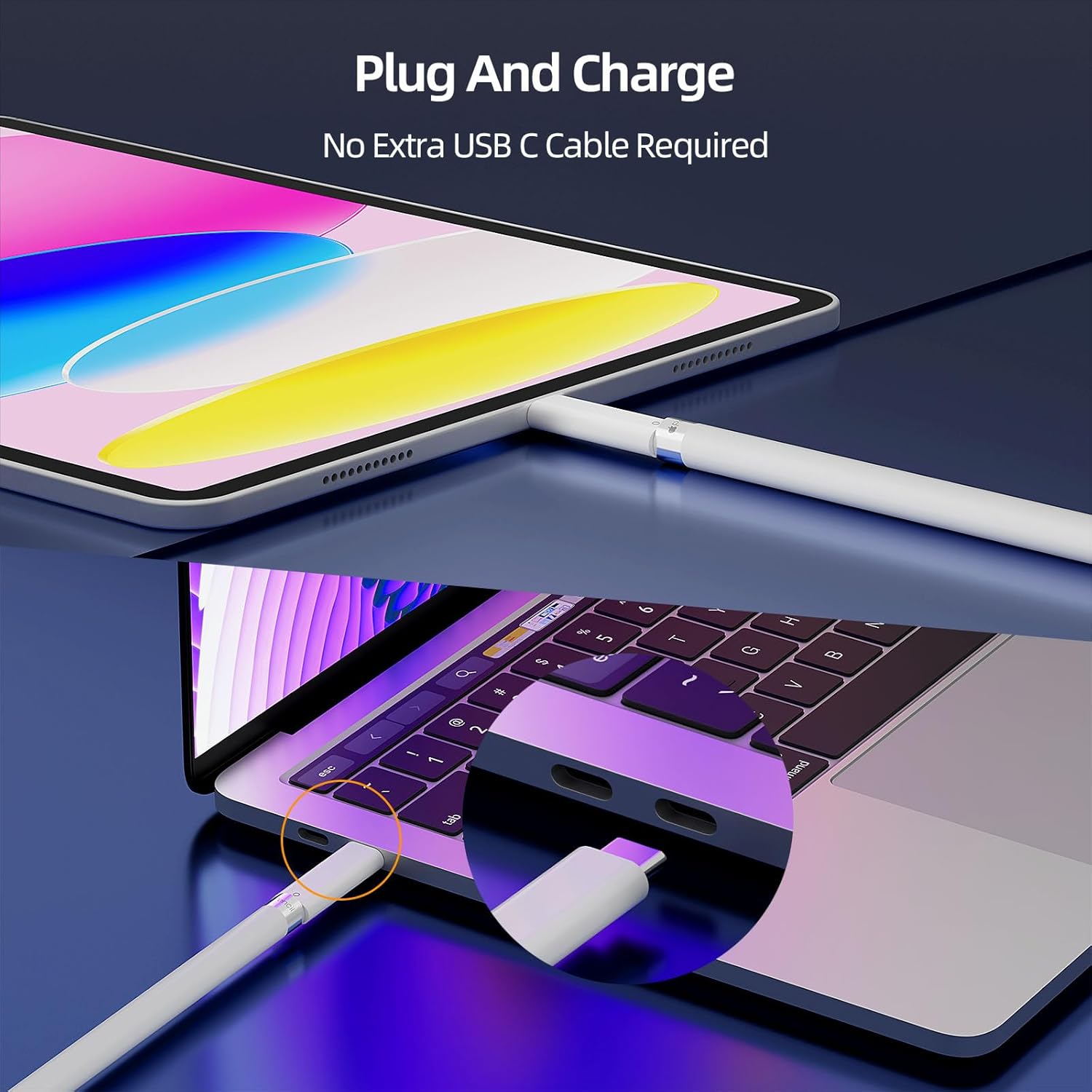 iMangoo Adaptador macho USB-C a lápiz de 1 generación para iPad de 10, emparejamiento y carga Bluetooth para Apple Pen iPencil Gen 1 con iPad 10