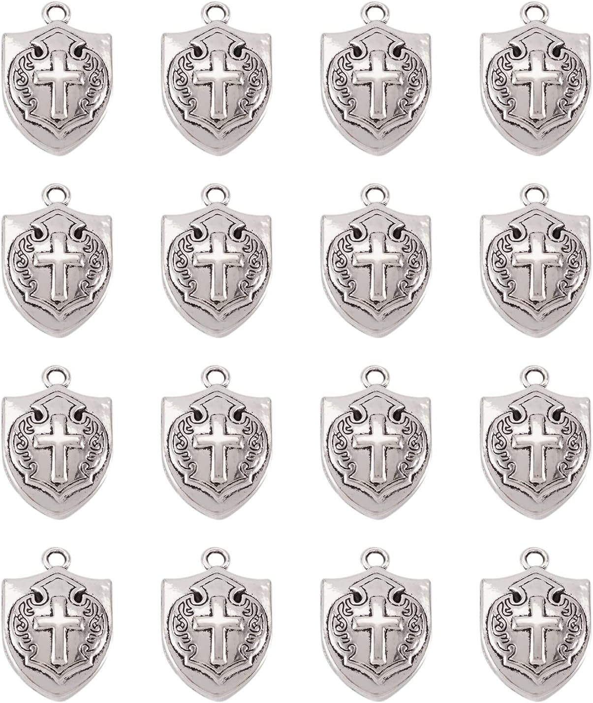 Craftdady Dijes pequeños de cruz estilo tibetano de plata antigua, cruzas de fe, colgantes de cruz de crucifijo, dijes colgantes de metal para