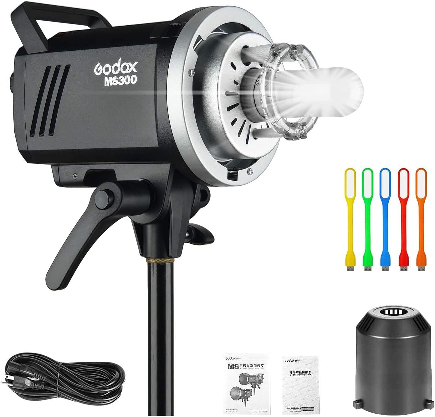 Godox MS300 300WS GN58 Flash Studio Strobe Monolight con montaje Bowens, sistema inalámbrico Godox 2.4G incorporado, tiempo de reciclaje de 0.1