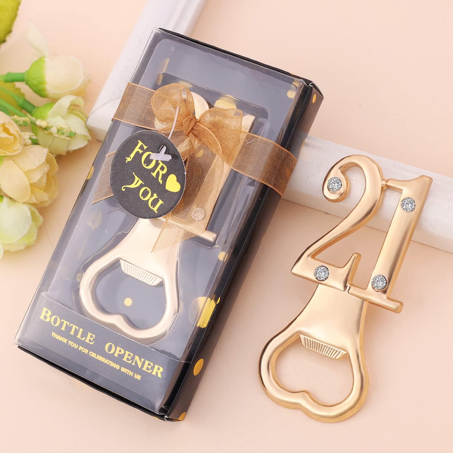 Paquete de 36 abrebotellas de cumpleaños número 21 para fiestas de cumpleaños número 21, recuerdos de aniversario de boda, recuerdos, regalos de