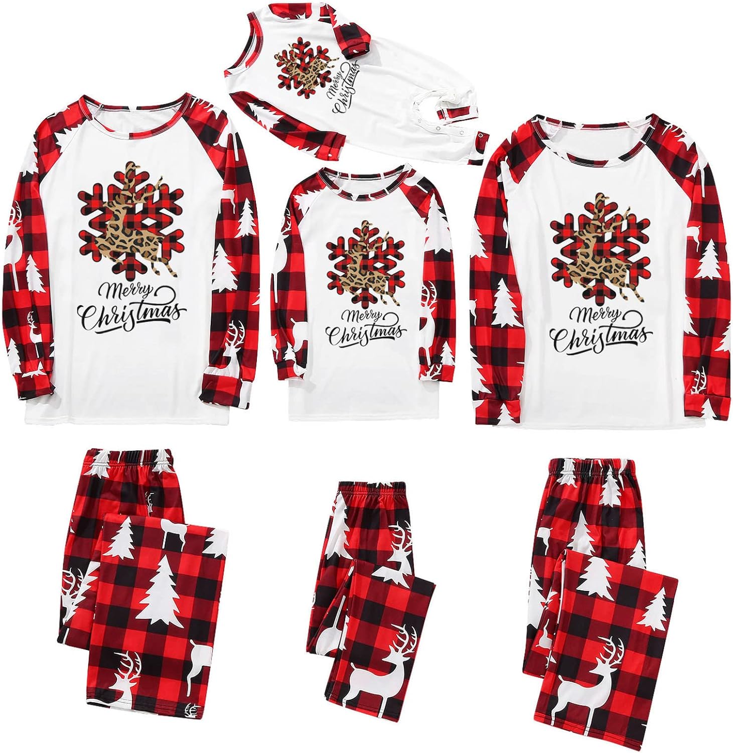 ADUWOAN Pijamas de Navidad para la familia, conjunto de pijamas de Navidad 2023, ropa de dormir divertida con estampado de Papá Noel, pijamas