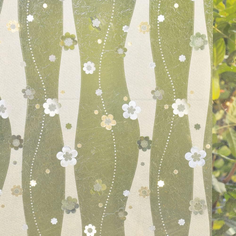 Película de privacidad para ventana, diseño de flores 3D, sin pegamento, película decorativa para puerta de vitral, adherencia estática, anti UV,